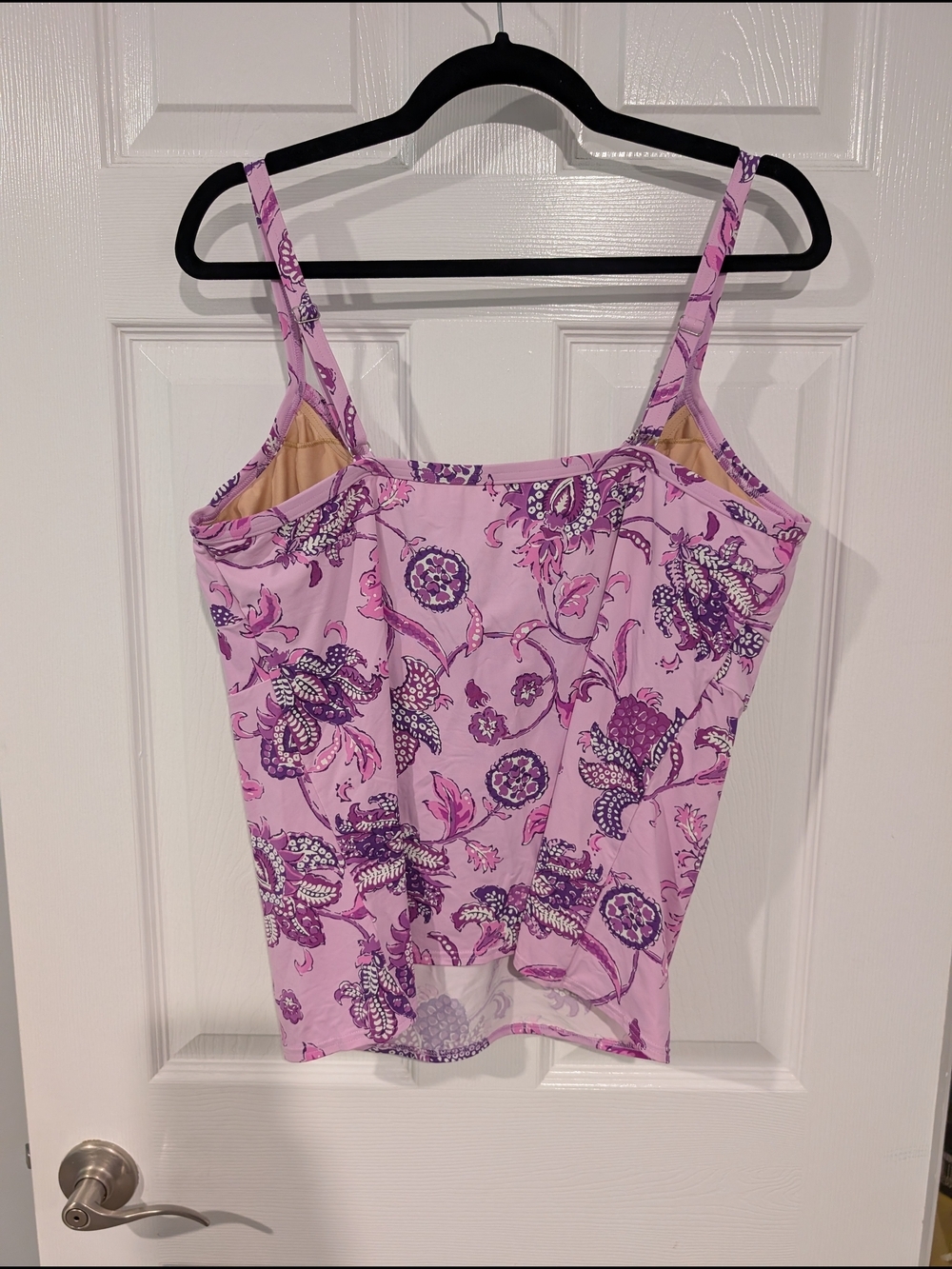 Lands' End Purple & Pink Floral Twist-Front Tankini Swim Top in Size 18 - Picture 5 of 12
